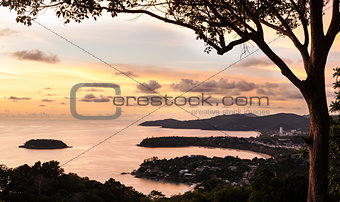 Phuket view point with color of the sunset,  Thailand