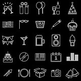 New Year line icons on black background