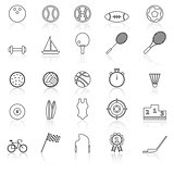 Sport line icons with reflect on white