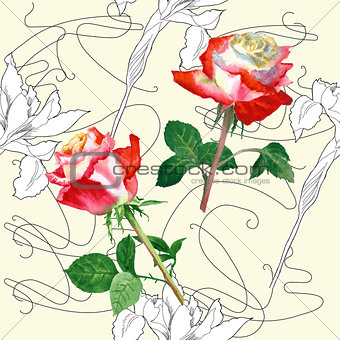 Seamless Pattern with Rose-04