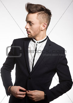fashion male model in black suit