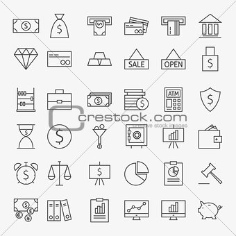 Line Banking Money and Finance Icons Big Set