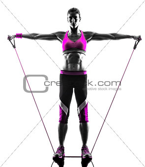 woman fitness resistance bands exercises silhouette