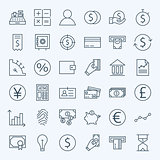 Line Finance Money and Banking Icons Set