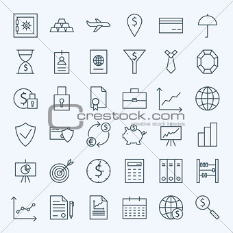 Line Money Finance and Banking Icons Set