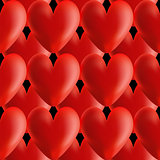 Design seamless red volumetric hearts pattern