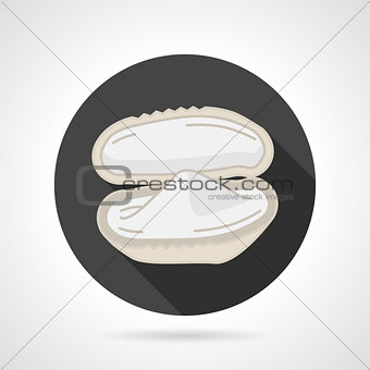 Mussel black round vector icon