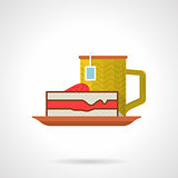 Tea and pie flat color vector icon