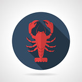 Red lobster flat round vector icon