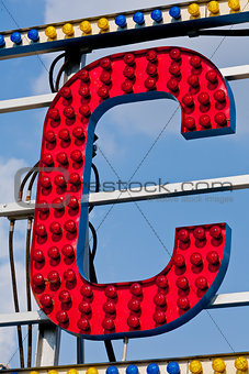 C letter circus neon sign