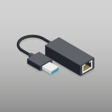 Adapter usb to ethernet isometric icon