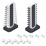 Dumbbells and stand for dumbbells isometric detailed icon set