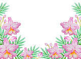Watercolor background with pink orchids