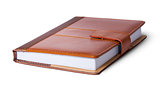 Closed notebook in leather cover