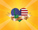 4th of July Liberty Heart and Ribbon Scroll Illustration