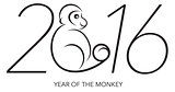 2016 Year of the Monkey Numerals Line Art