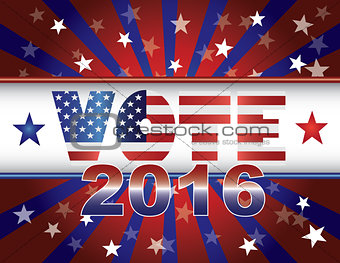 Vote 2016 Presidential Election On USA Flag Background Illustrat