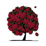 Raspberry tree, sketch for your design