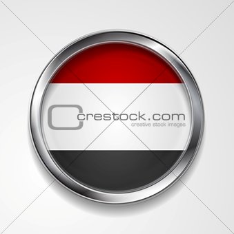 Republic of Yemen metal button flag