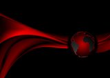 Dark red technology background with waves