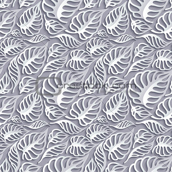 Vector Leaves 3d Seamless Pattern Background
