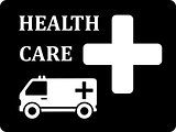 black icon with ambulance car