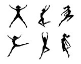 Jumping girls silhouettes