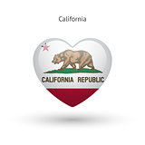 Love California state symbol. Heart flag icon.