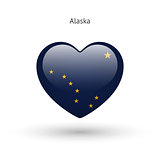 Love Alaska state symbol. Heart flag icon.