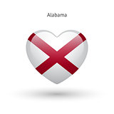 Love Alabama state symbol. Heart flag icon.