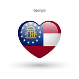 Love Georgia state symbol. Heart flag icon.