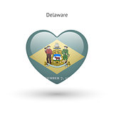 Love Delaware state symbol. Heart flag icon.