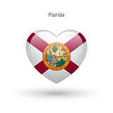 Love Florida state symbol. Heart flag icon.