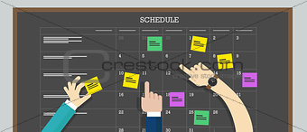 calendar schedule board with hand plan