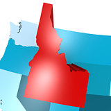Idaho map on blue USA map