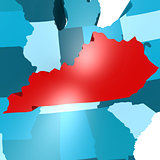 Kentucky map on blue USA map