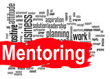 Mentoring word cloud with red banner