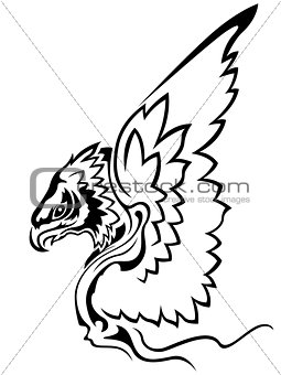 Eagle with raised wings