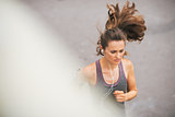 Woman runner seen from above