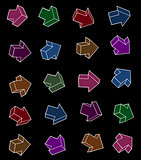 arrow icon collection in bright color on black background