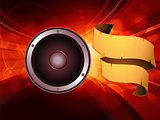 Abstract glowing background with speaker and banner