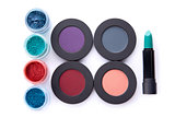 Set of loose and pressed eyeshadows, and lipstick 