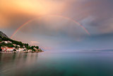 Rainbow over the Small Village in Omis Riviera after the Rain, D