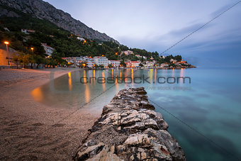 Beautiful Adriatic Beach and Mimice Village on Omis Riviera in t