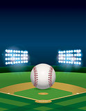 Baseball on Baseball Field Illustration