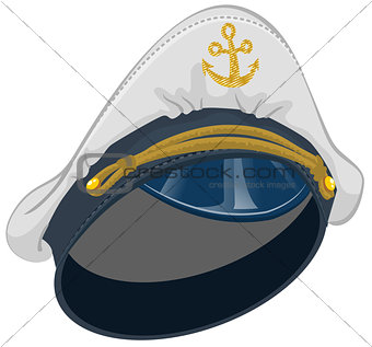 White captain cap with anchor