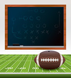 American Football on Field with Chalkboard