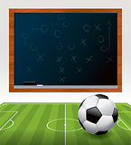 Soccer Ball on Field with Chalkboard Illustration