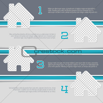 Infographic design with house shaped photo containers