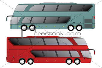 Double decker bus with double axle in front and rear